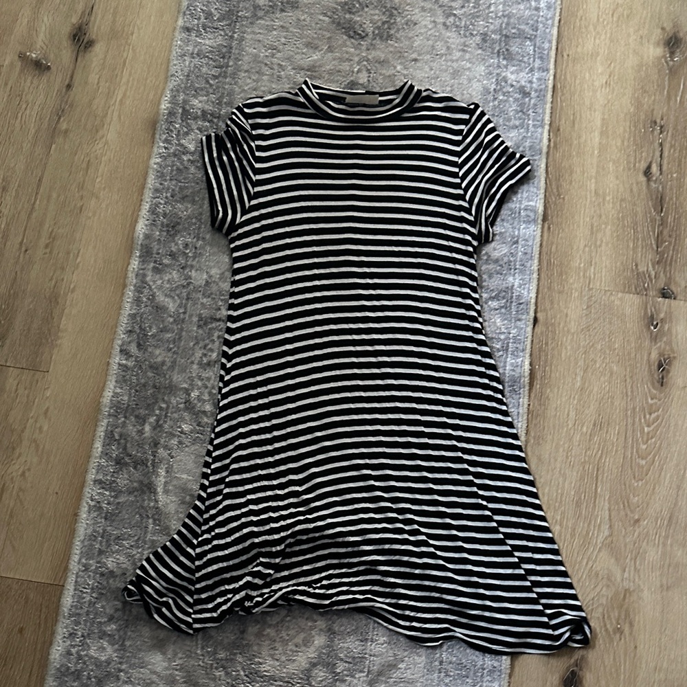 enough about me... Black and White Striped Dress